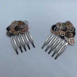 Set of 2 handmade steampunk hair combs